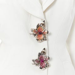 vintage THIERRY MUGLER silver crystal embellished flower asymmetric jacket M