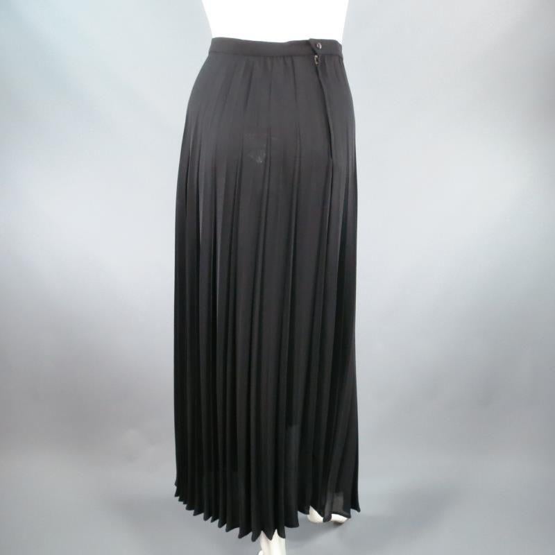 Vintage THIERRY MUGLER Size 10 Black Pleated Midi Skirt In New Condition In San Francisco, CA