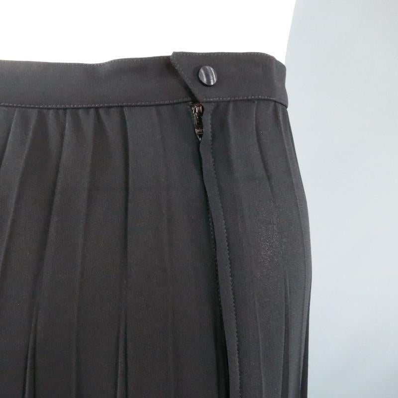Women's Vintage THIERRY MUGLER Size 10 Black Pleated Midi Skirt