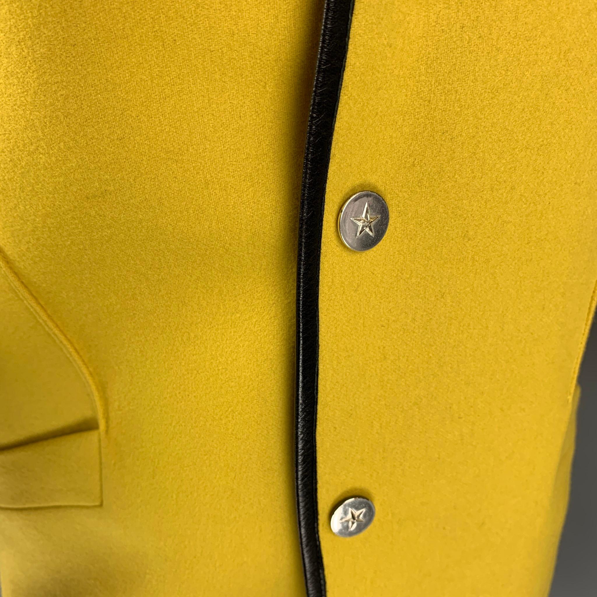 Vintage THIERRY MUGLER Size 40 Yellow Wool Collarless Jacket In Good Condition In San Francisco, CA
