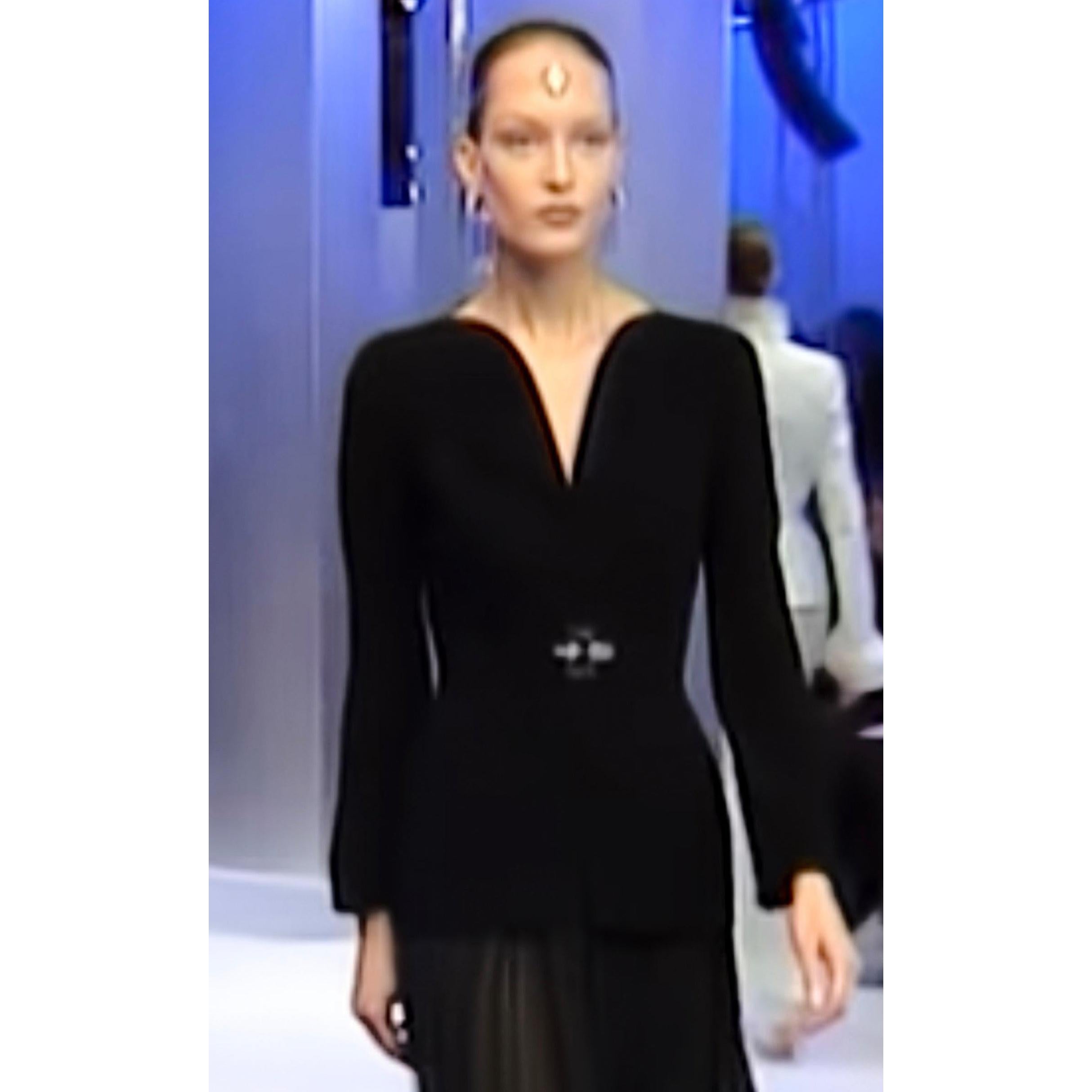 Black Vintage Thierry Mugler Spring 2000 Jacket with Lucite Buckle Detail For Sale