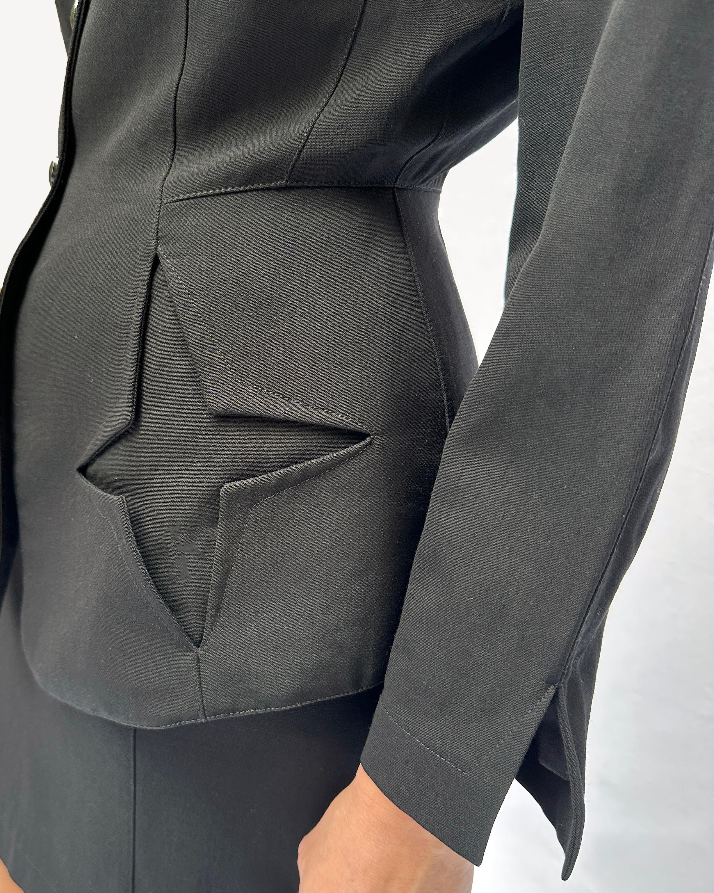 Vintage Thierry Mugler Star Pocket Jacket + Skirt Suit For Sale 1
