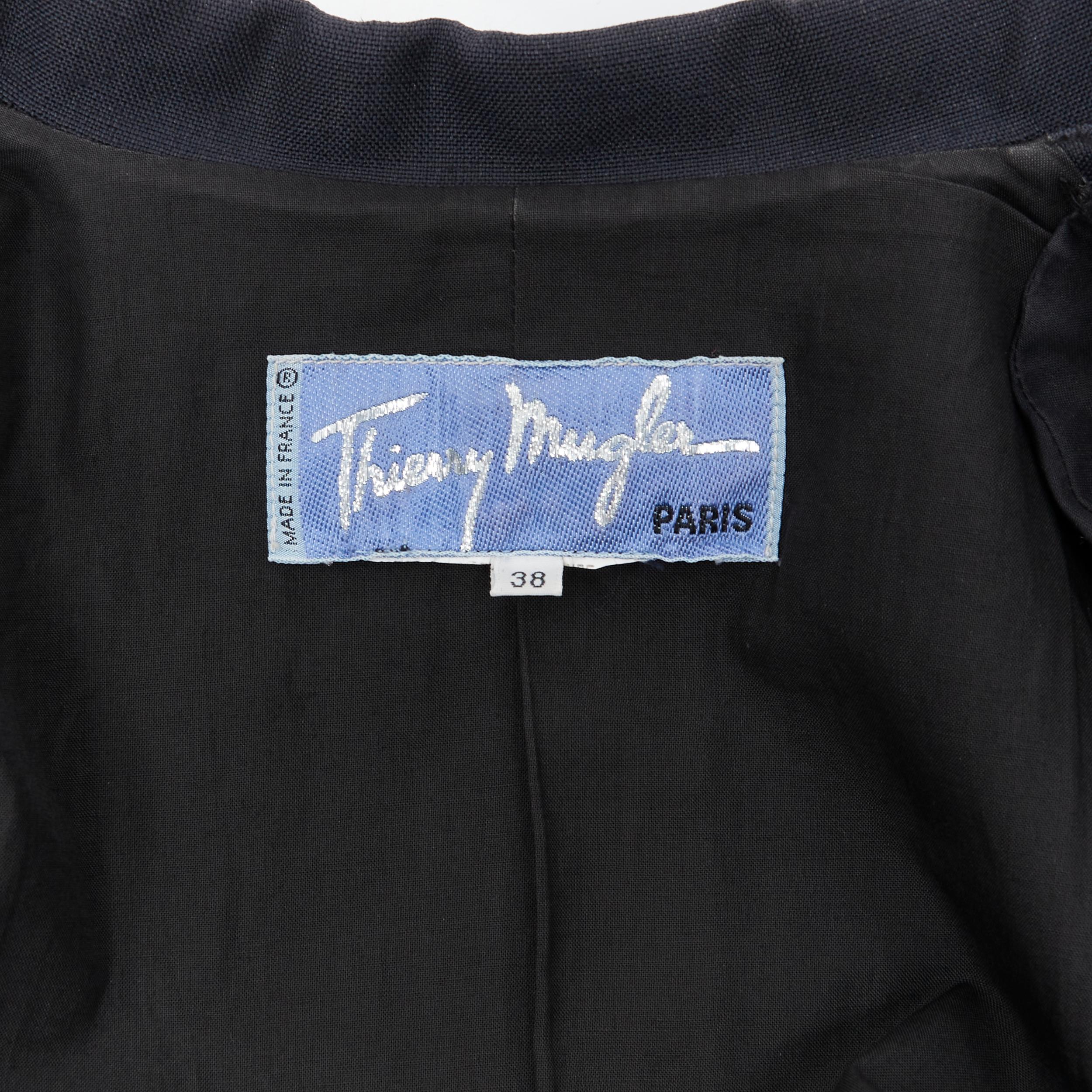 vintage THIERRY MUGLER Vampire collar grey grommet stud blazer jacket FR38 For Sale 2
