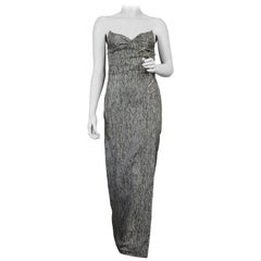 Vintage THIERRY MUGLER Wing Metal Embellished Metallic Bustier Evening Dress