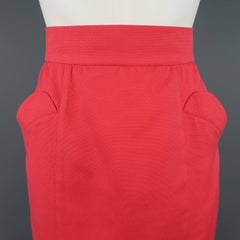 Vintage THIERY MUGLER Size 8 Coral Pink Cotton Canvas Pencil Skirt