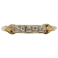 Vintage Thin 14 Karat Three Diamond Ring