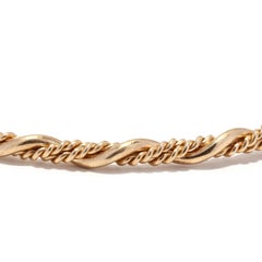 Vintage Thin Gold Solid Twist Bangle Bracelet, 14K Yellow Gold