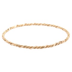 Armreif aus dünnem Gold mit massivem gedrehtem Vintage-Stil, 14 Karat Gelbgold