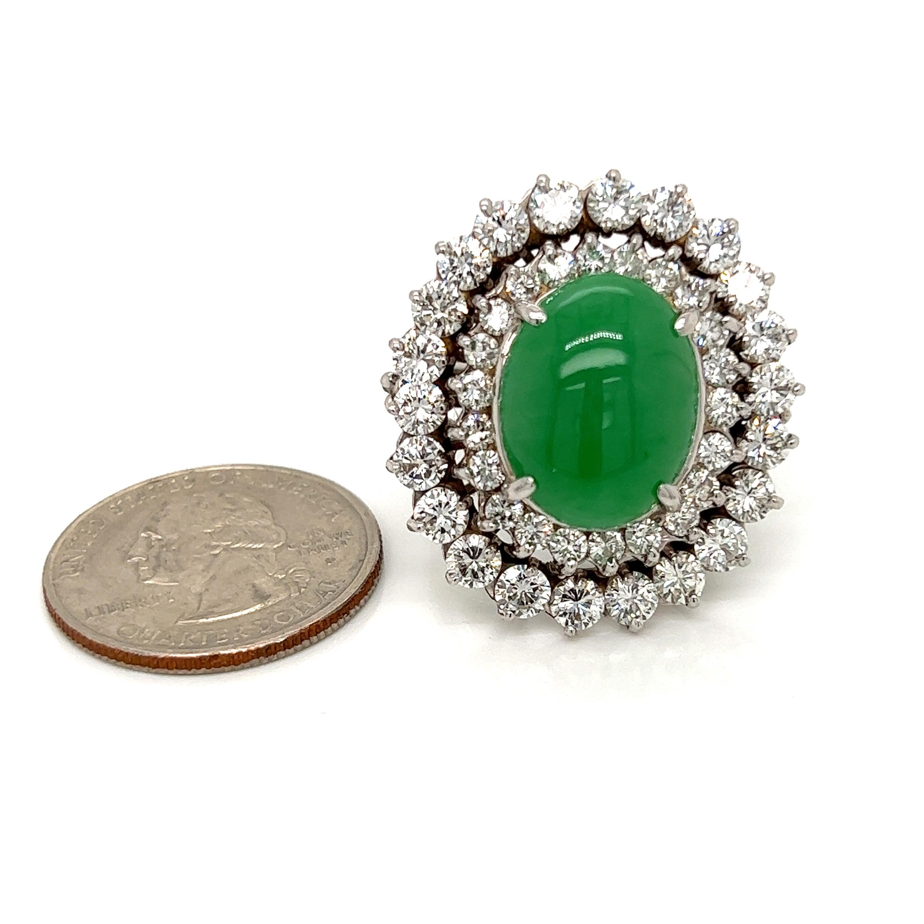 Women's Vintage Thirteen Carat Jadeite and Diamond Ring For Sale