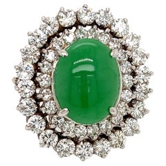 Vintage Thirteen Carat Jadeite and Diamond Ring