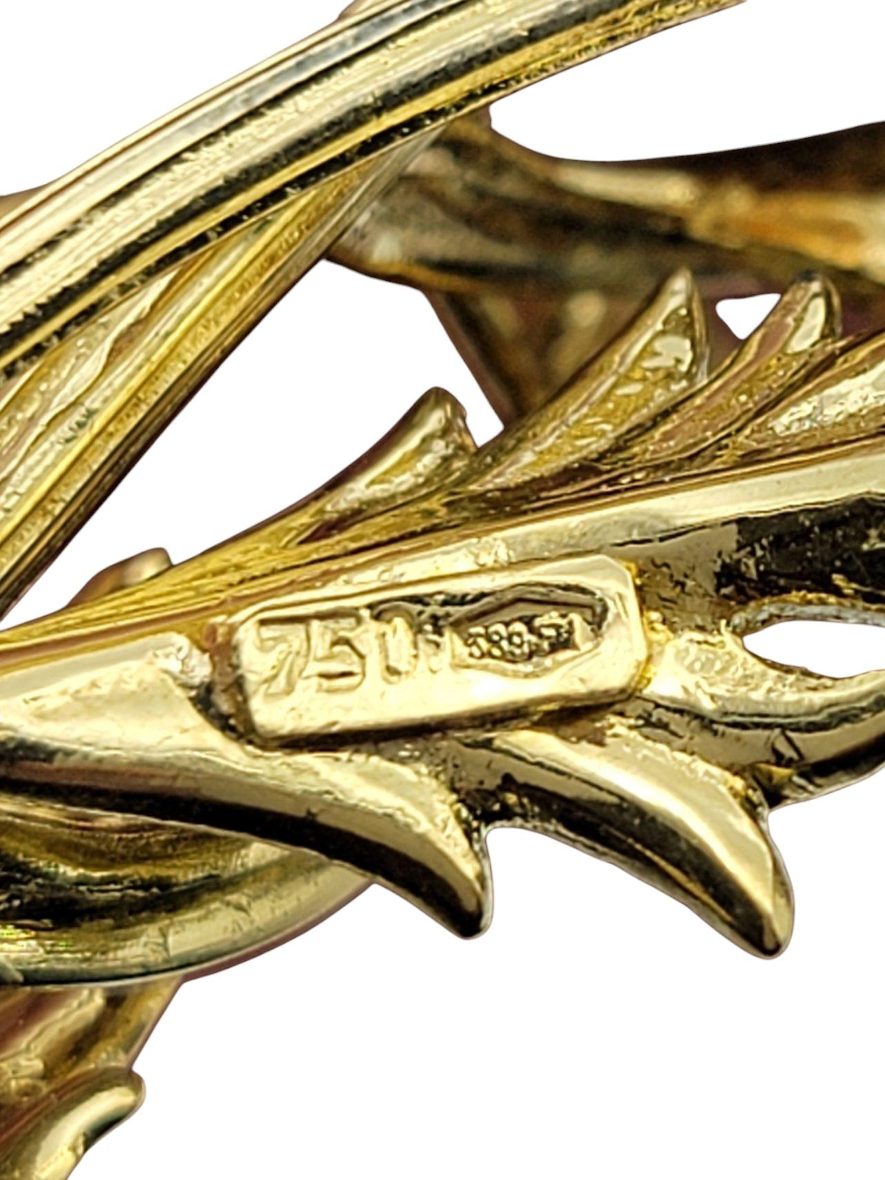 Vintage Thistle Flower Brooch in Textured 18 Karat Yellow and White Gold For Sale 2