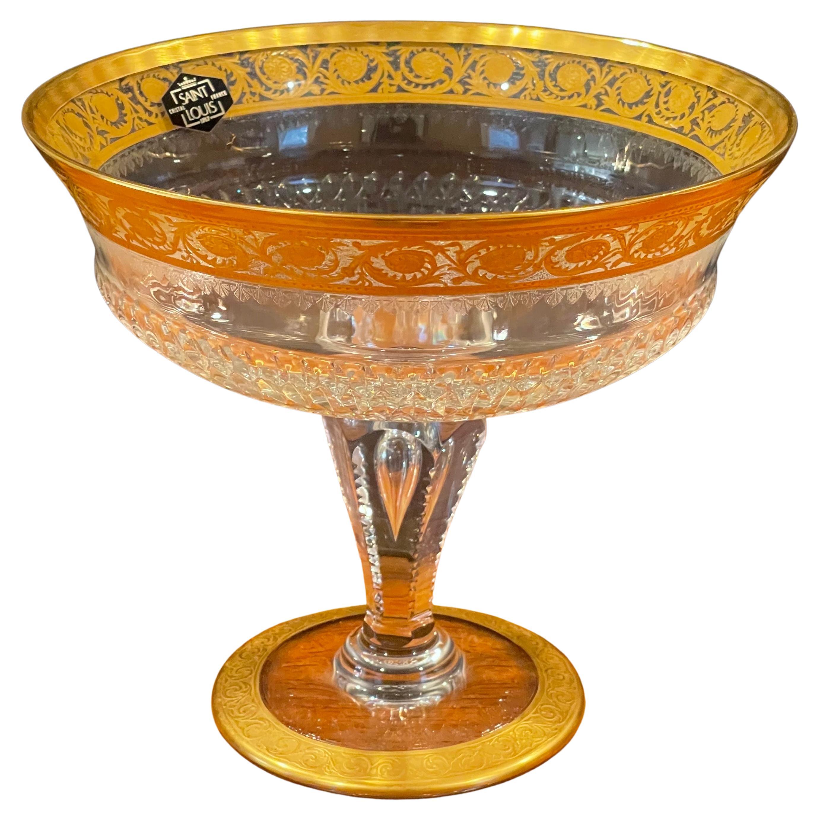 Vintage "Thistle Gold" Crystal Footed Bowl by Saint-Louis