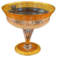 Vintage "Thistle Gold" Crystal Footed Bowl by Saint-Louis