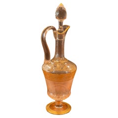 Vintage-Weinkaraffe „Thistle Gold“ aus Kristall mit Henkel von Saint-Louis