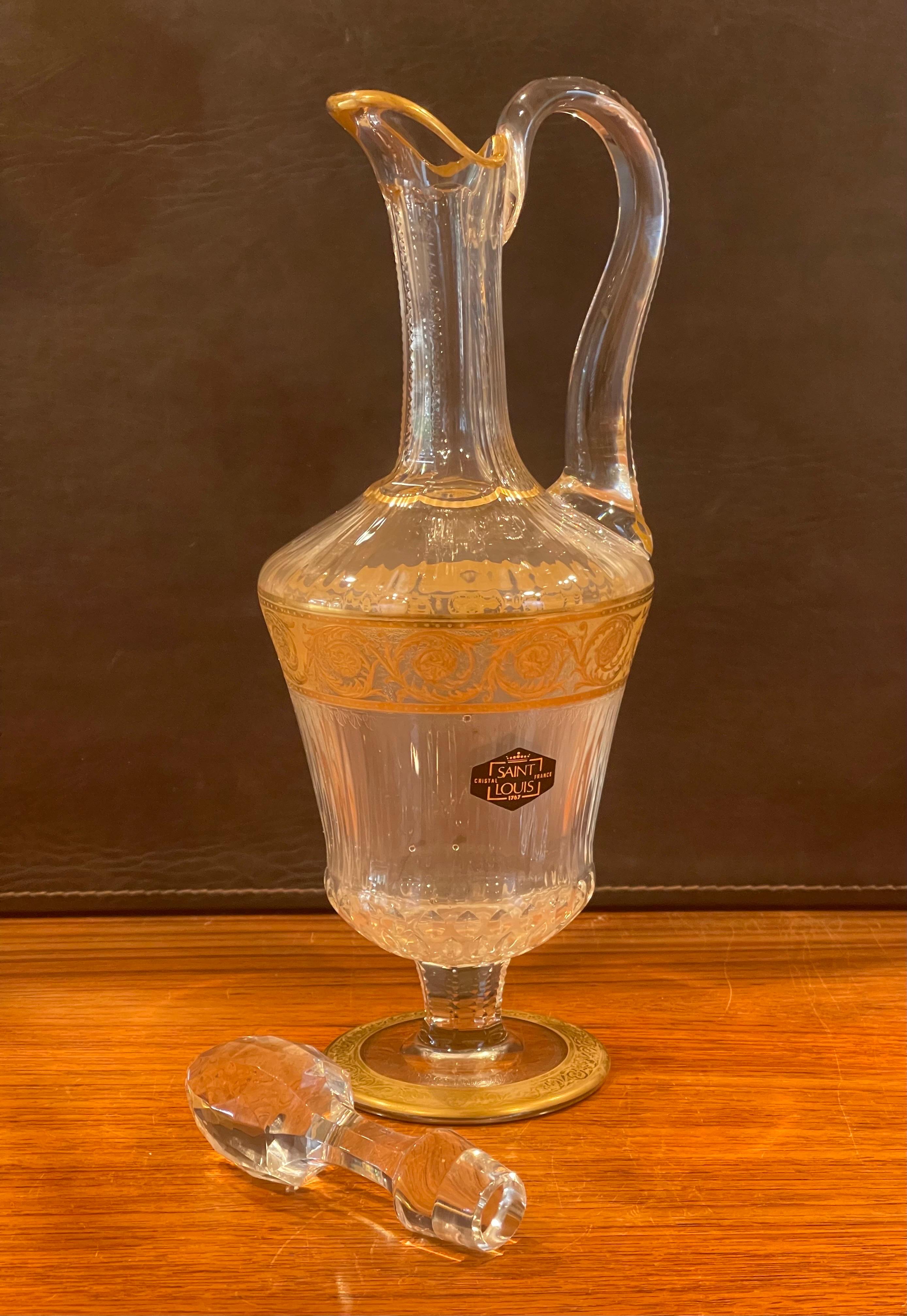 vintage crystal decanter with handle