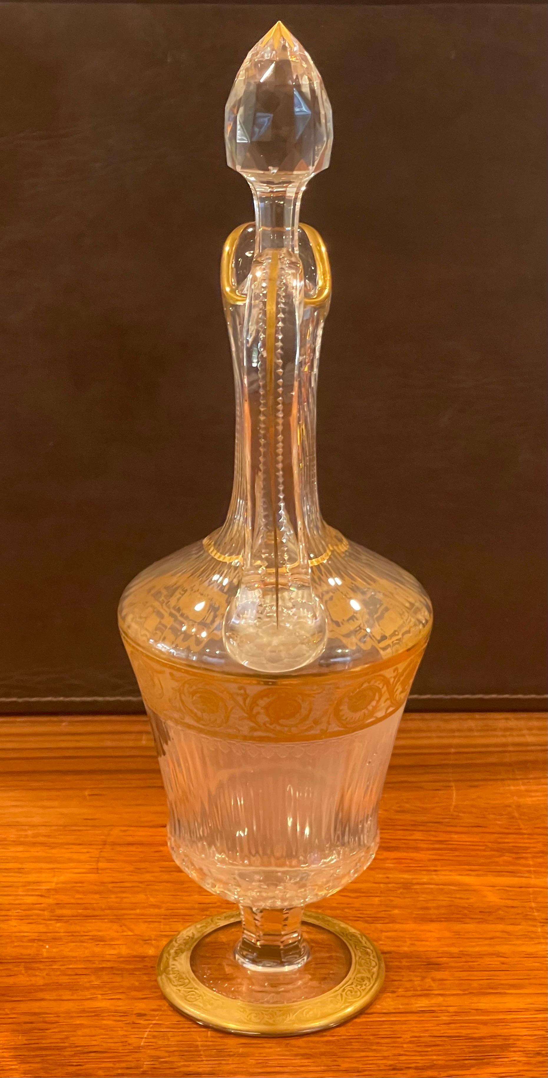 vintage crystal decanter with handle