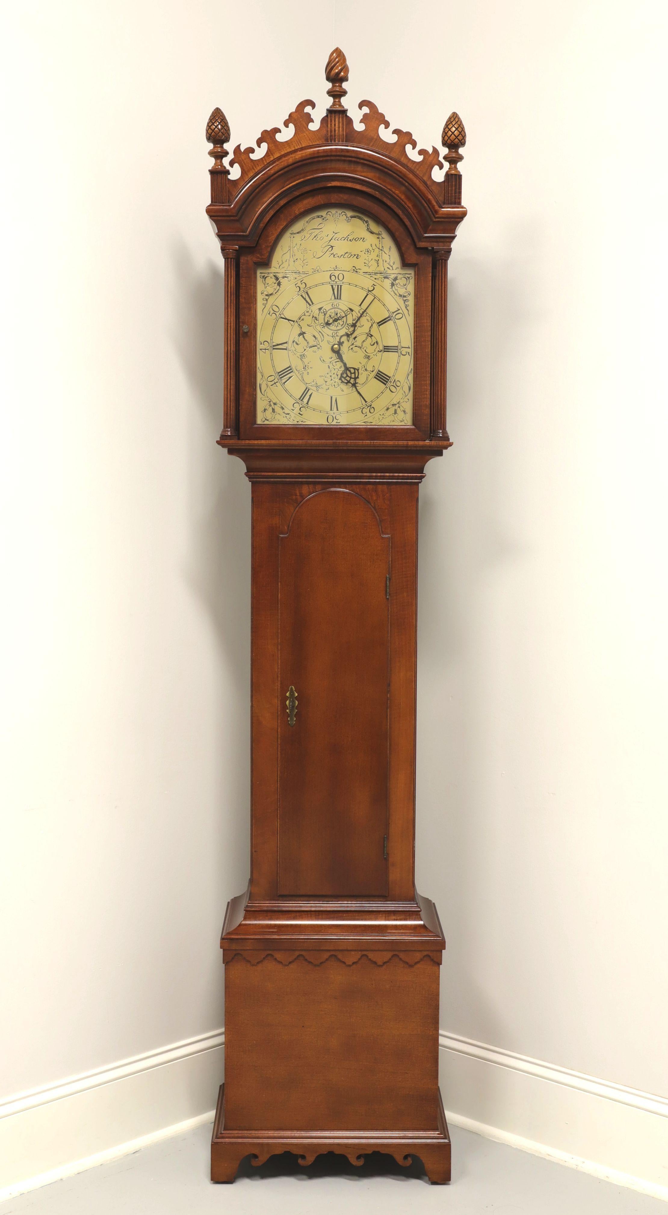 A Colonial style grandfather clock by Colonial Clock Company, of Zeeland, Michigan, USA. An authorized reproduction by the The Henry Ford Museum, of an original clock in their possession that was handcrafted in the late 1700's by Thomas Jackson in