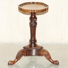 VINTAGE THOMAS CHIPPENDALE STYLE PiE CRUST EDGE KETTLE STAND TRIPOD SIDE TABLE