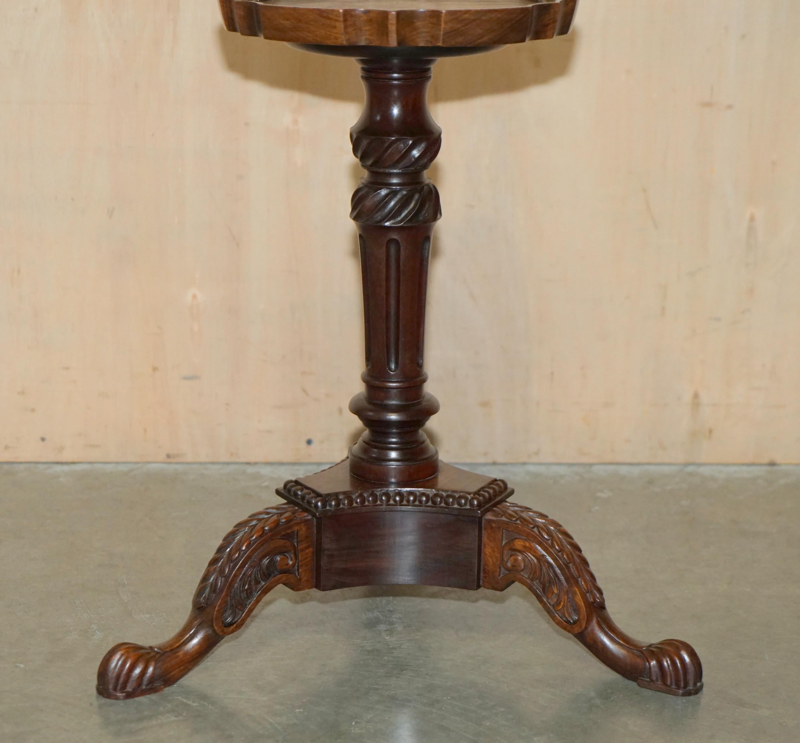 20th Century VINTAGE THOMAS CHIPPENDALE STYLE PiE CRUST EDGE KETTLE STAND TRIPOD SIDE TABLE For Sale