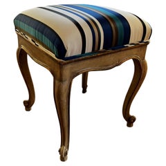 Retro Thomas De Angelis Stool in Manuel Canovas Silk Stripe Fabric