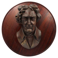 Vintage Thomas Jefferson Bust Wooden Wall Hanging, Early 20th Century