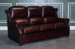 ViNTAGE THOMAS LLOYD BURGUNDY-LeDER 3 SEATER SOFA