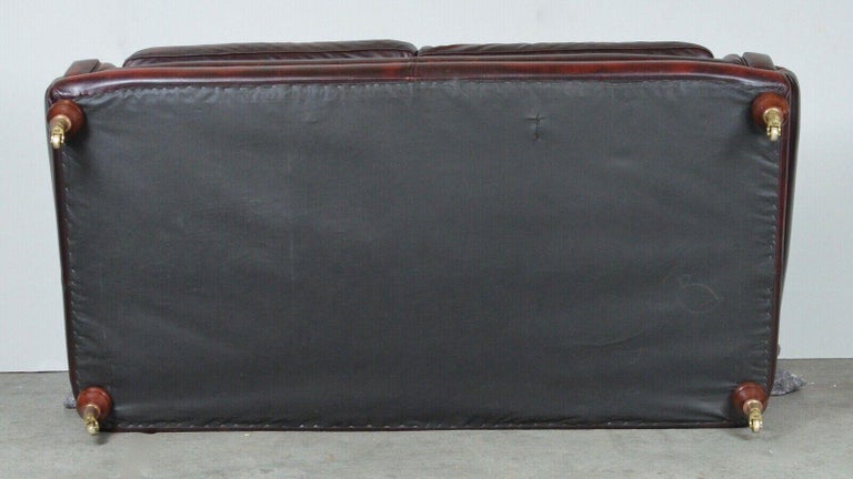 Vintage Thomas Lloyd Red Oxblood Leather 2 Seater Sofa / Armchair's ...