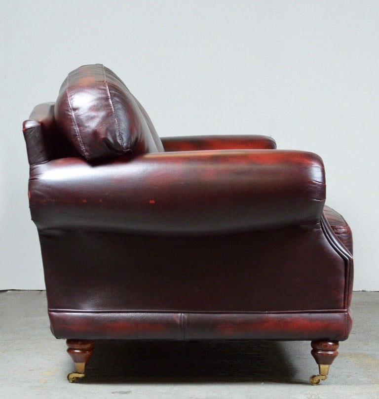 Vintage Thomas Lloyd Red Oxblood Leather 2 Seater Sofa / Armchair's ...