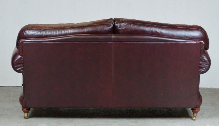 Vintage Thomas Lloyd Red Oxblood Leather 2 Seater Sofa / Armchair's ...