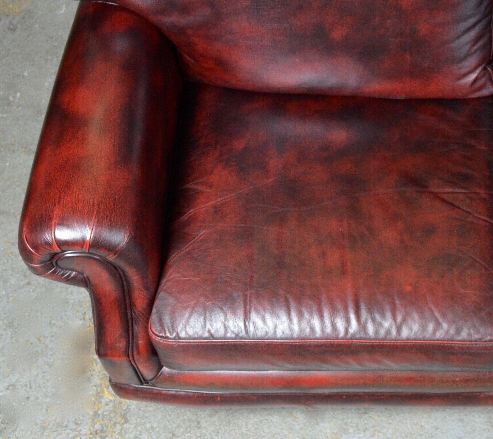 English Vintage Thomas Lloyd Red Oxblood Leather 2 Seater Sofa / Armchair's Available