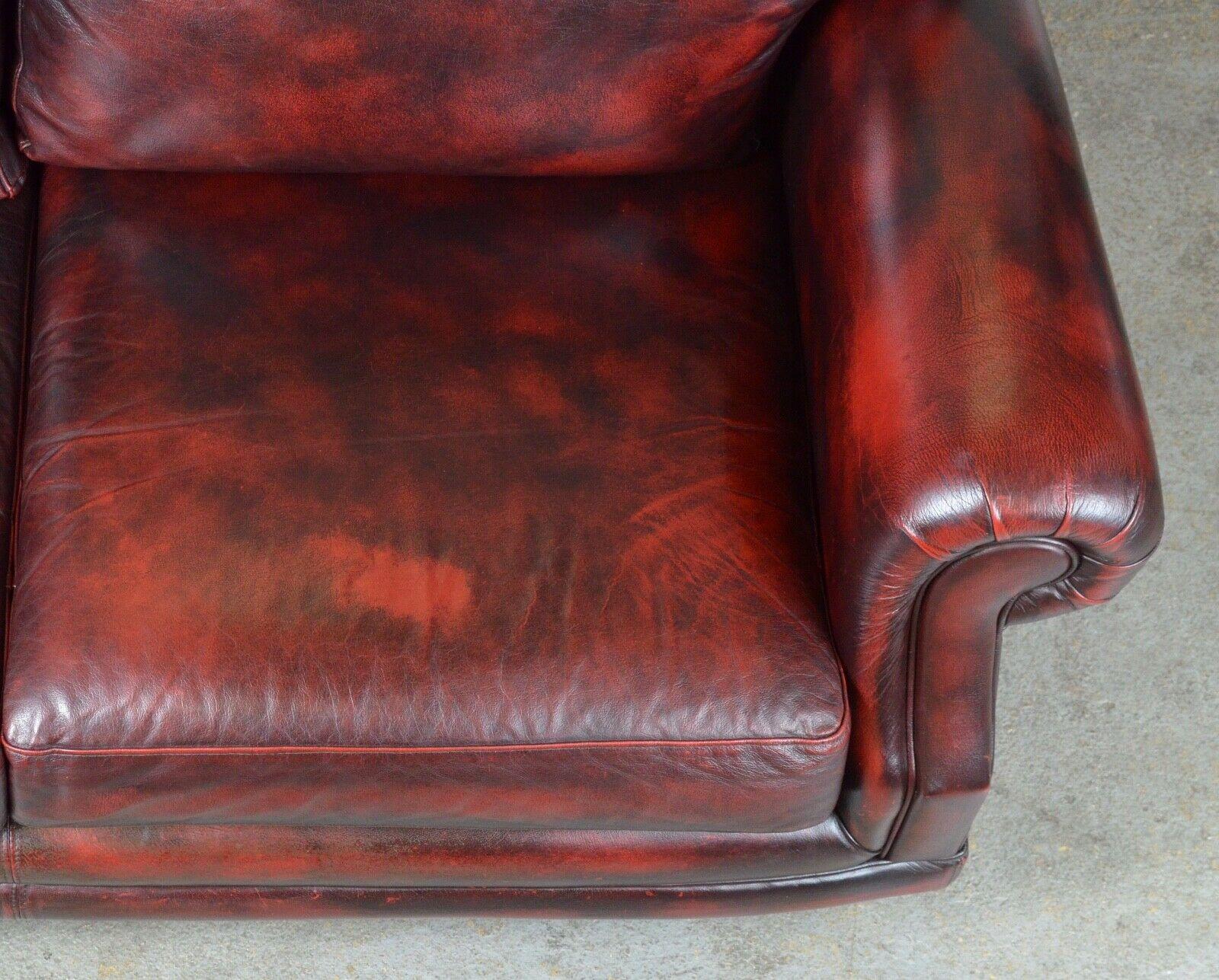Hand-Crafted Vintage Thomas Lloyd Red Oxblood Leather 2 Seater Sofa / Armchair's Available