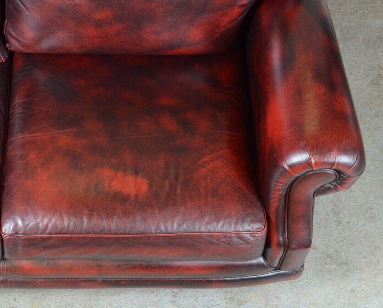 Vintage Thomas Lloyd Red Oxblood Leather 2 Seater Sofa / Armchair's ...