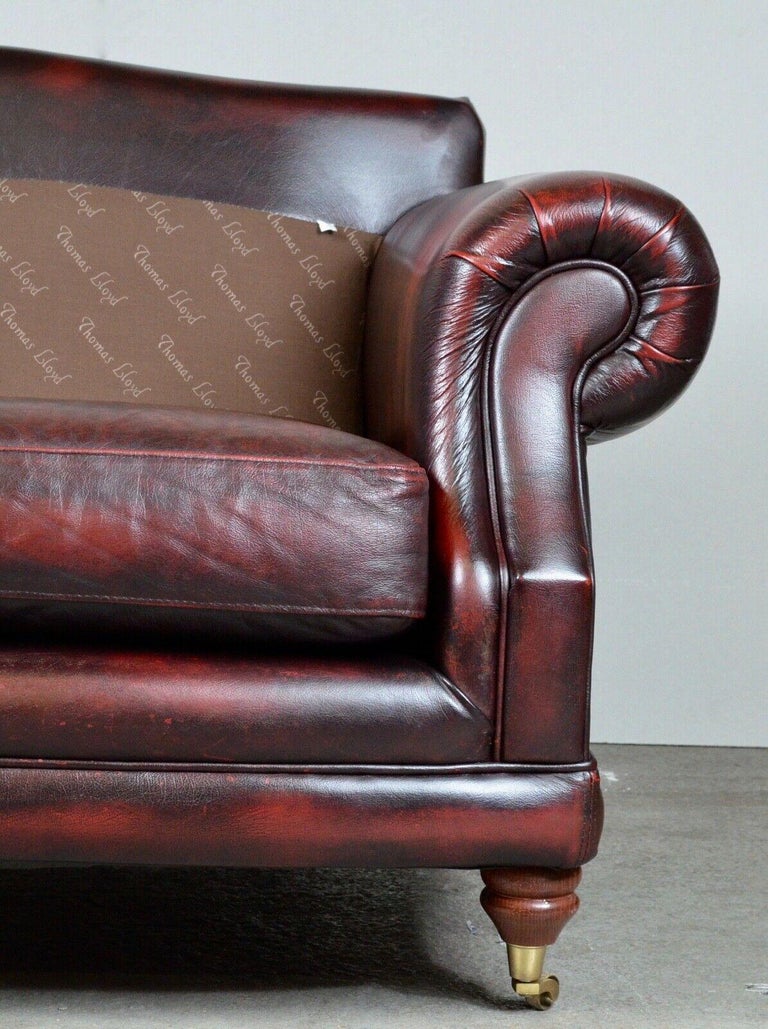 Vintage Thomas Lloyd Red Oxblood Leather 2 Seater Sofa / Armchair's ...