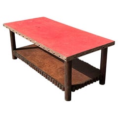 Vintage Thomas Molesworth Leather Top Coffee Table