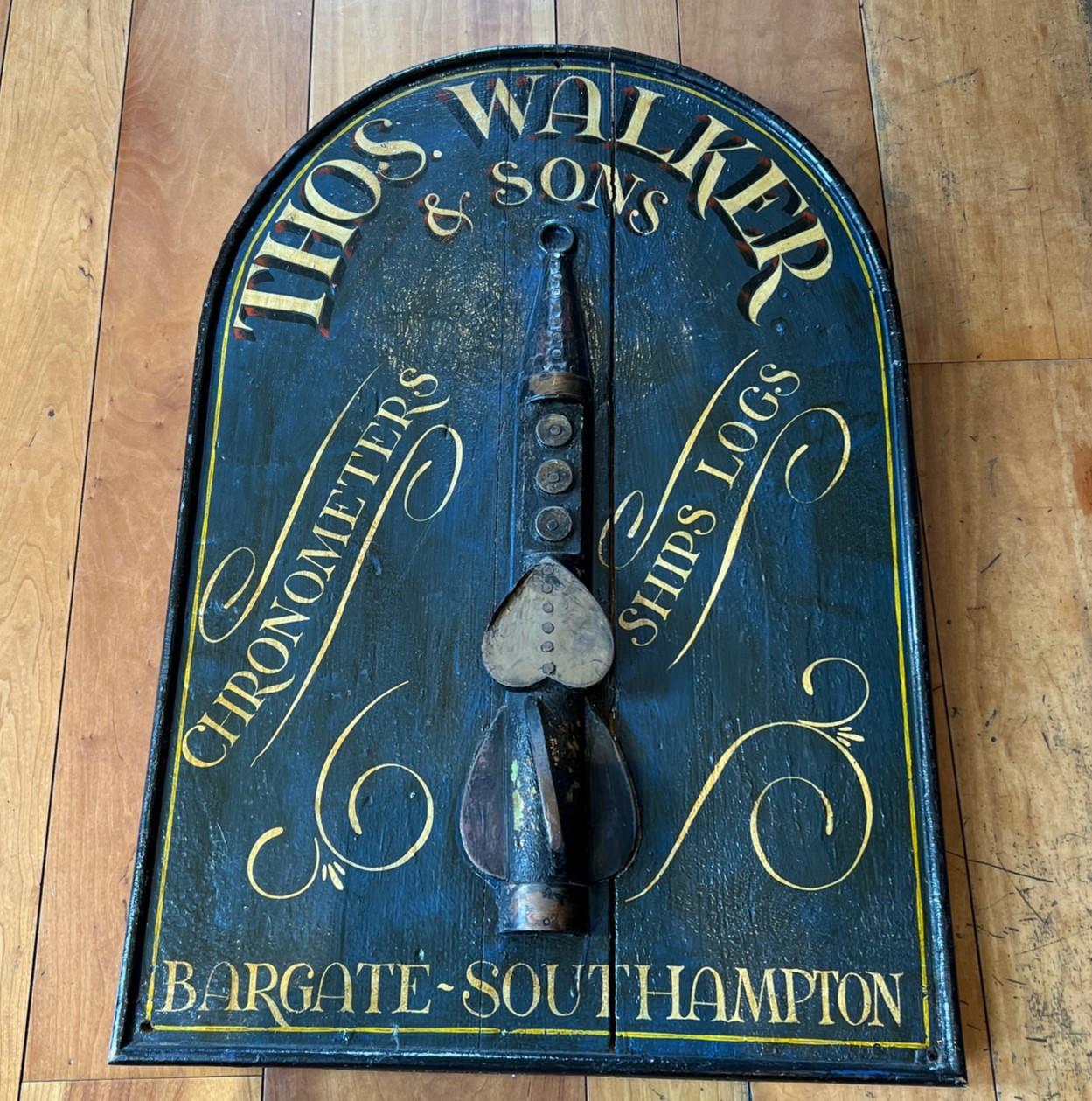 Vintage Thomas Walker & Sons Nautical Trade Sign with Ship Log Instrument For Sale 4