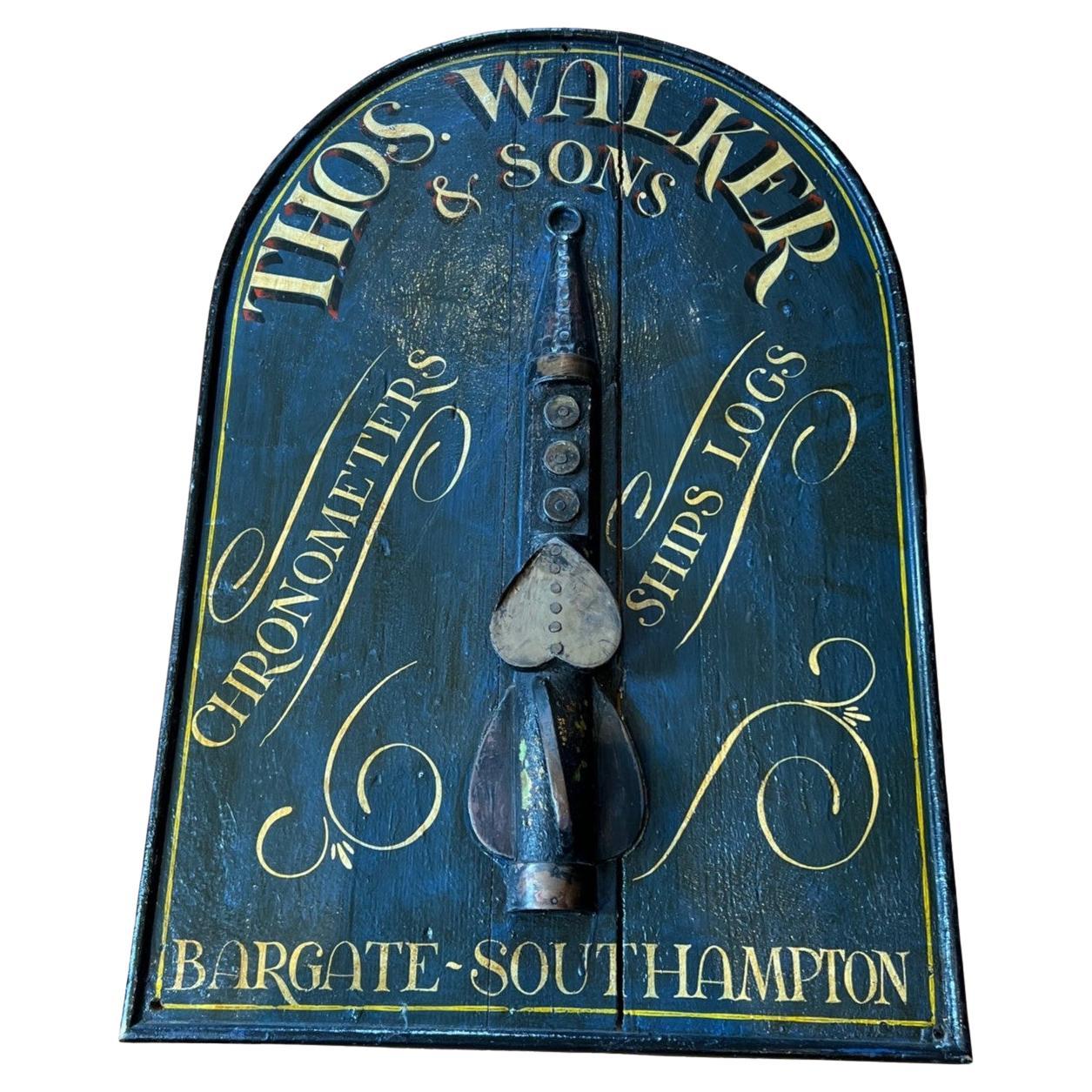 Vintage Thomas Walker & Sons Nautical Trade Sign with Ship Log Instrument