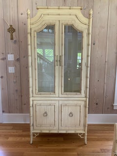 Vintage Thomasville Allegro Faux Bamboo China Cabinet