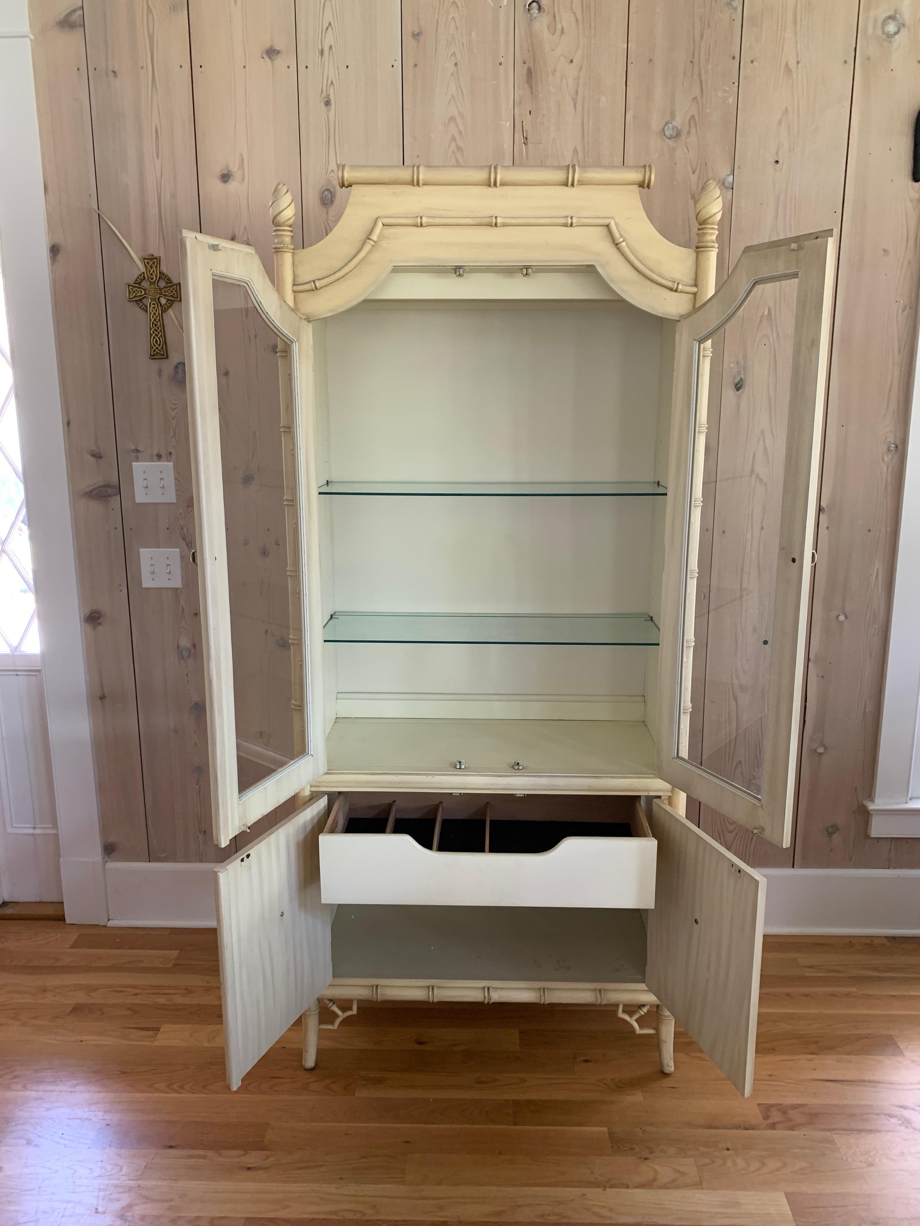 vintage bamboo china cabinet