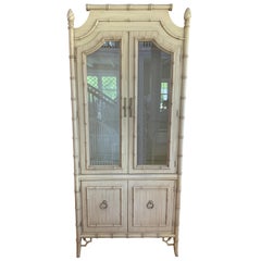 Vintage Thomasville Allegro Faux Bamboo China Cabinet