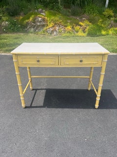 Vintage Thomasville Allegro Yellow Faux Bamboo Writing Desk