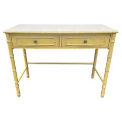 Vintage Thomasville Allegro Yellow Faux Bamboo Writing Desk