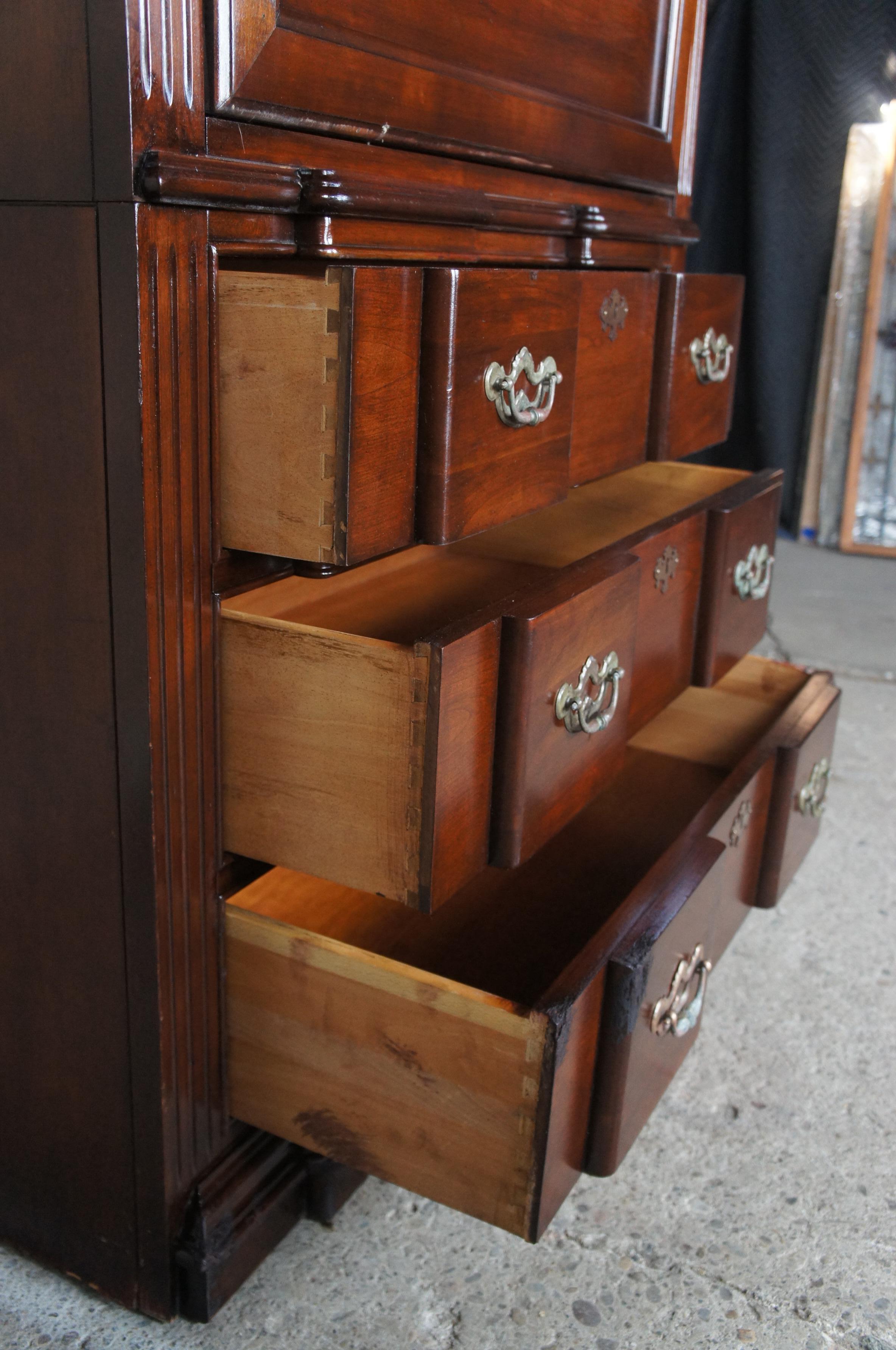 Vintage Thomasville Cherry Blockfront Secretary Bookcase Cabinet Dry Bar Cabinet For Sale 2