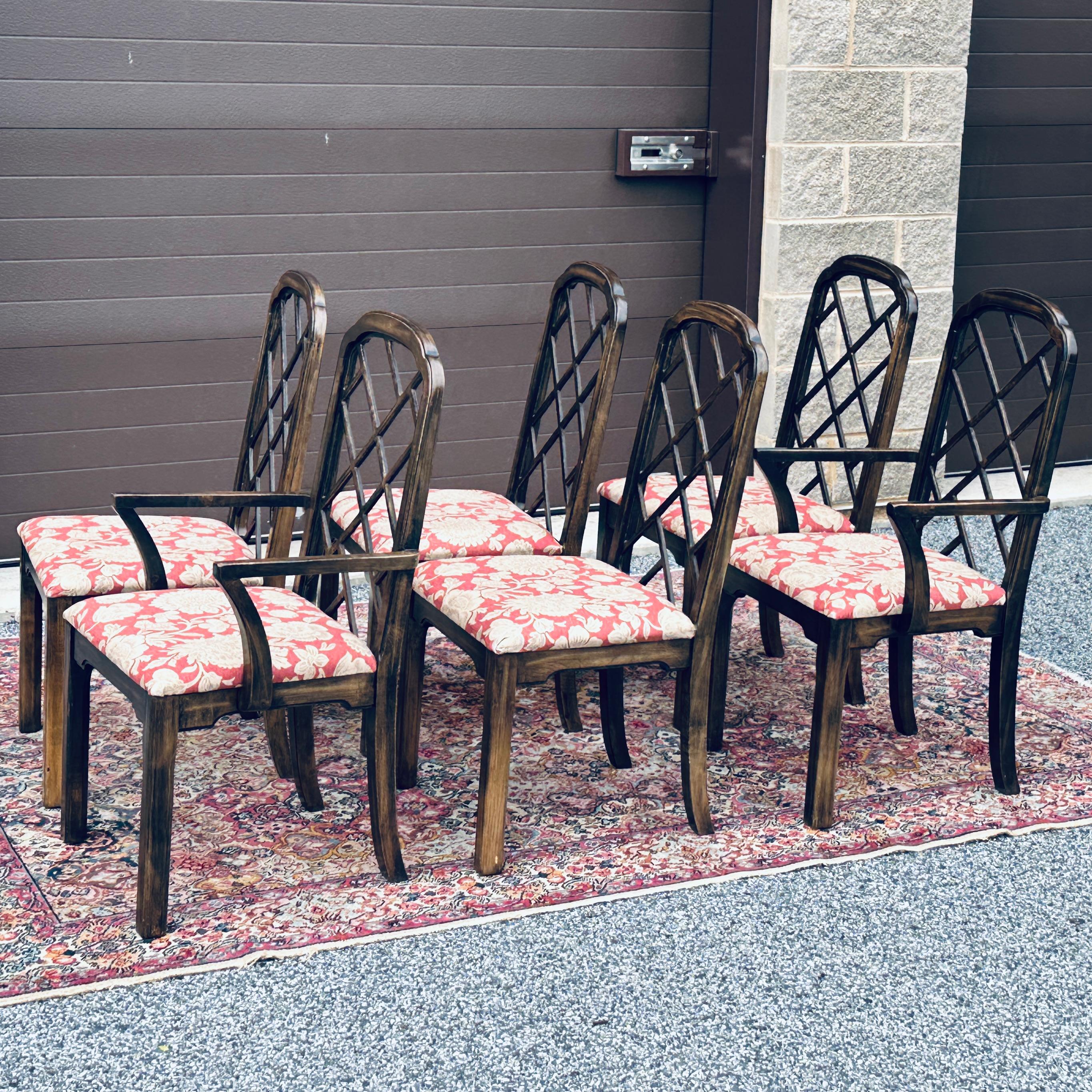 Vintage Thomasville Chinese Chippendale Fretwork Hollywood Regency Dining Chairs 4