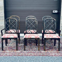 Vintage Thomasville Chinese Chippendale Fretwork Hollywood Regency Dining Chairs