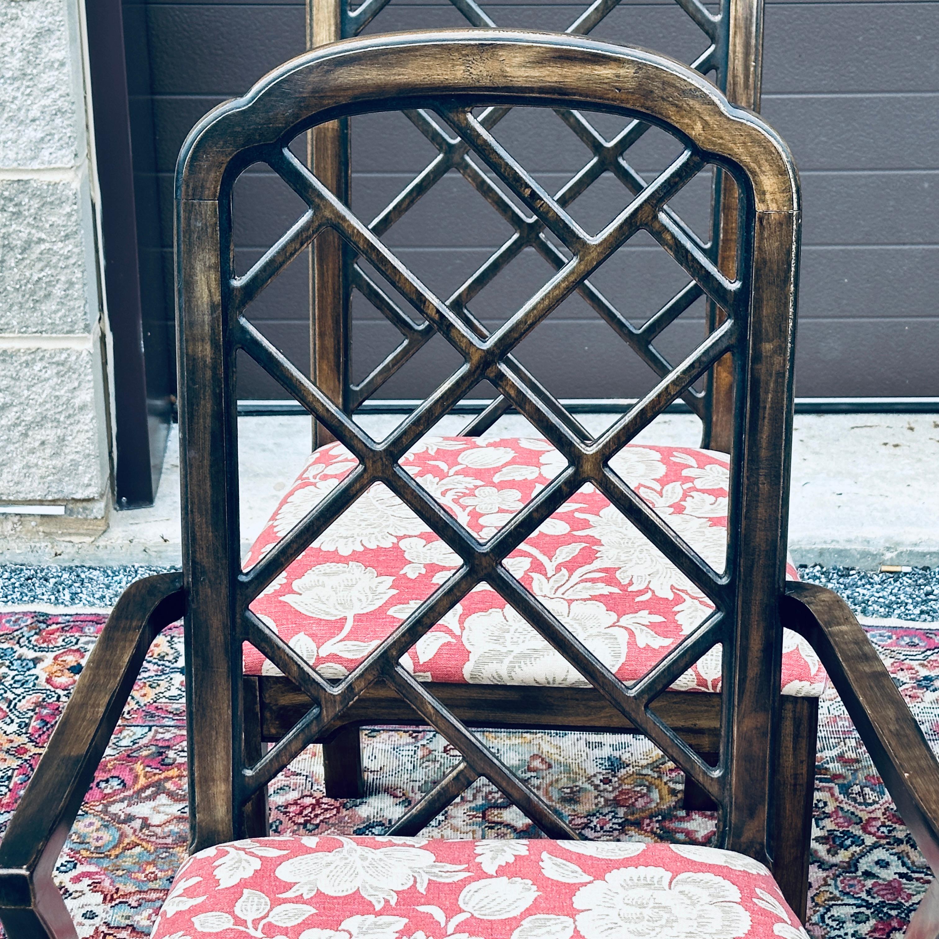 20th Century Vintage Thomasville Chinese Chippendale Fretwork Hollywood Regency Dining Chairs