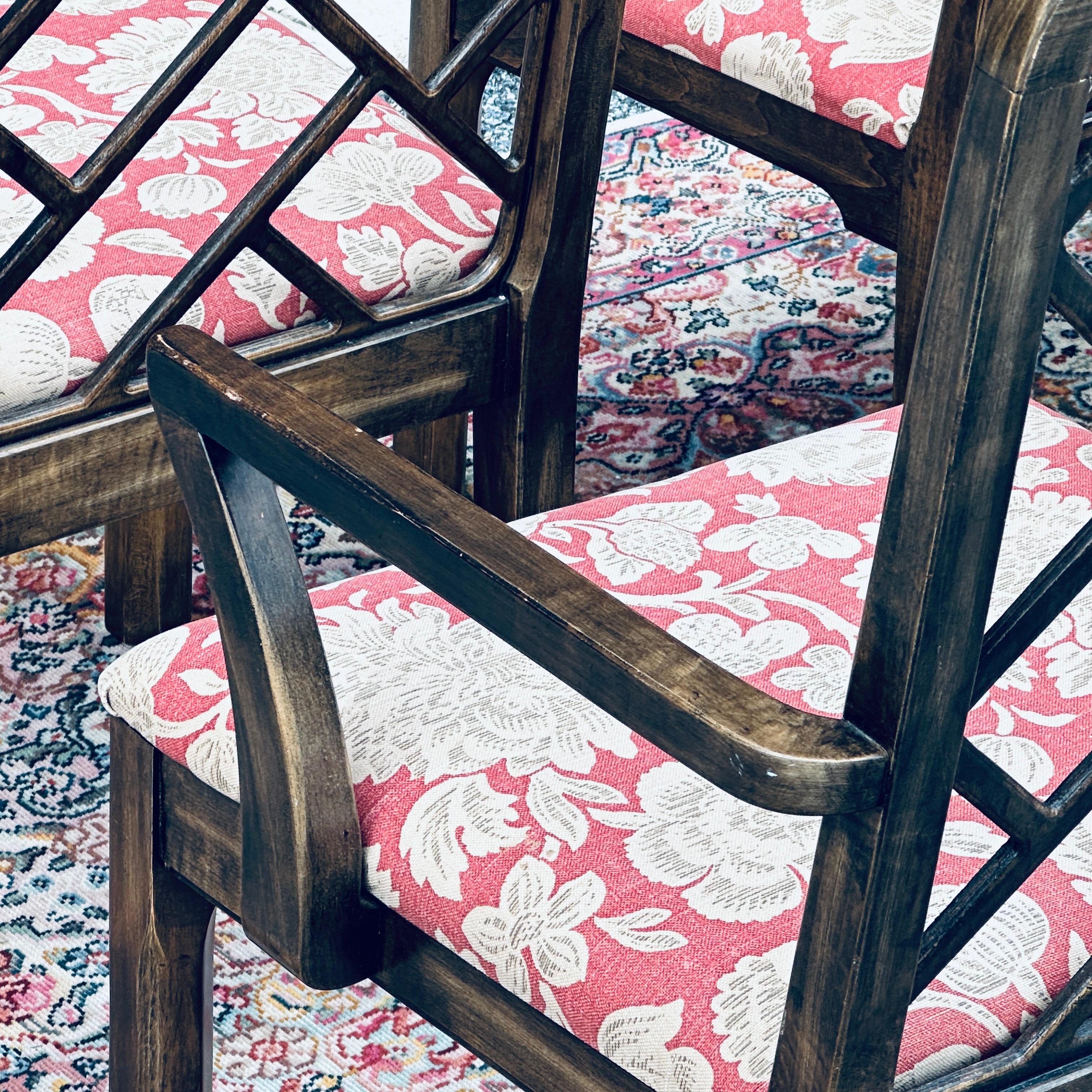 Vintage Thomasville Chinese Chippendale Fretwork Hollywood Regency Dining Chairs 3