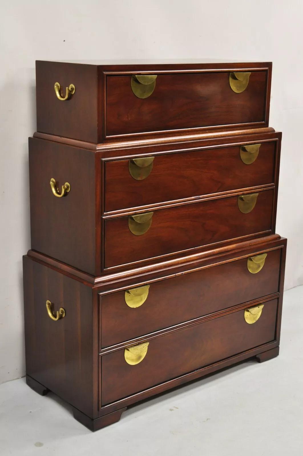 Vintage Thomasville Chinoiserie Mahogany Triple Dresser Tall Chest Highboy For Sale 6