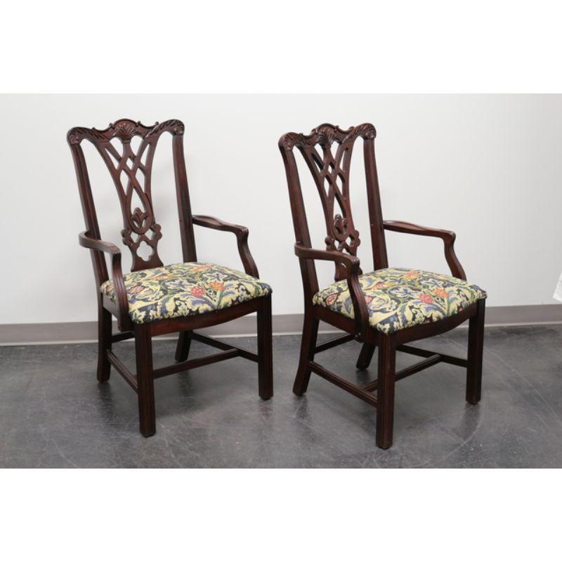 American THOMASVILLE Chippendale Straight Leg Dining Captain's Armchairs - Pair