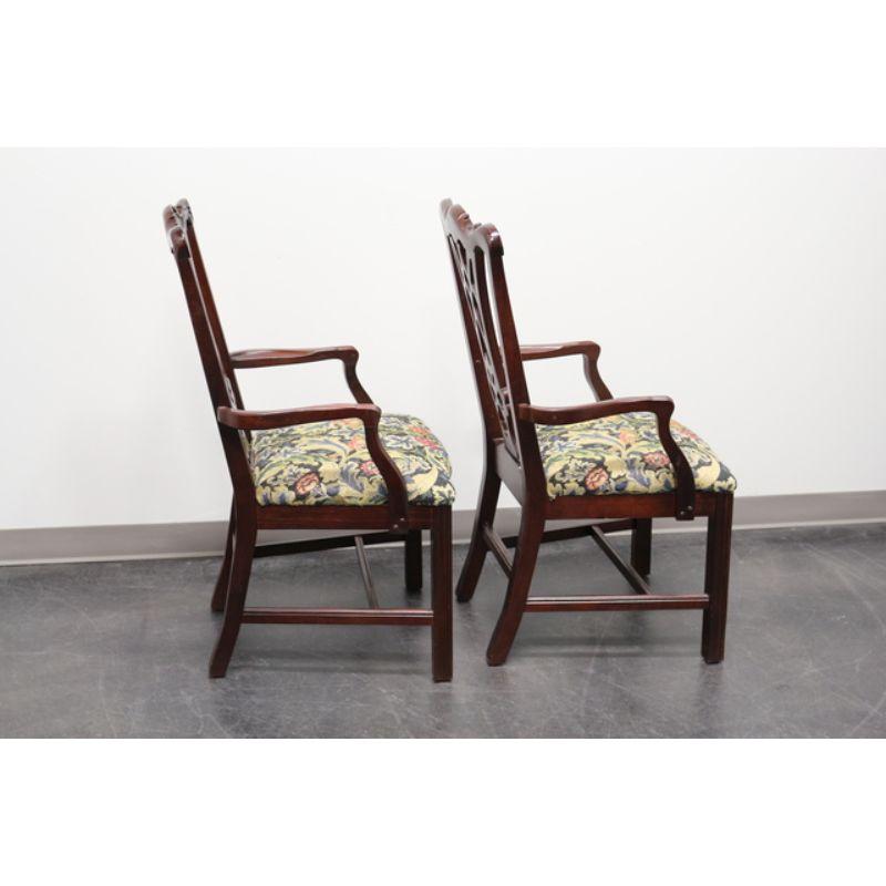 THOMASVILLE Chippendale Straight Leg Dining Captain's Armchairs - Pair In Good Condition In Charlotte, NC