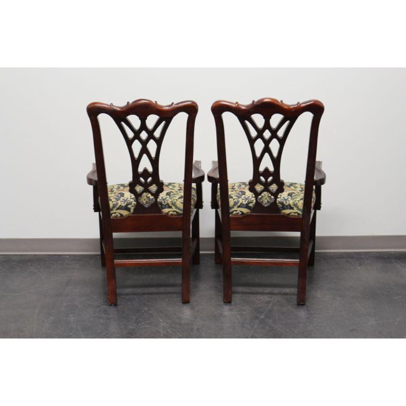 20th Century THOMASVILLE Chippendale Straight Leg Dining Captain's Armchairs - Pair